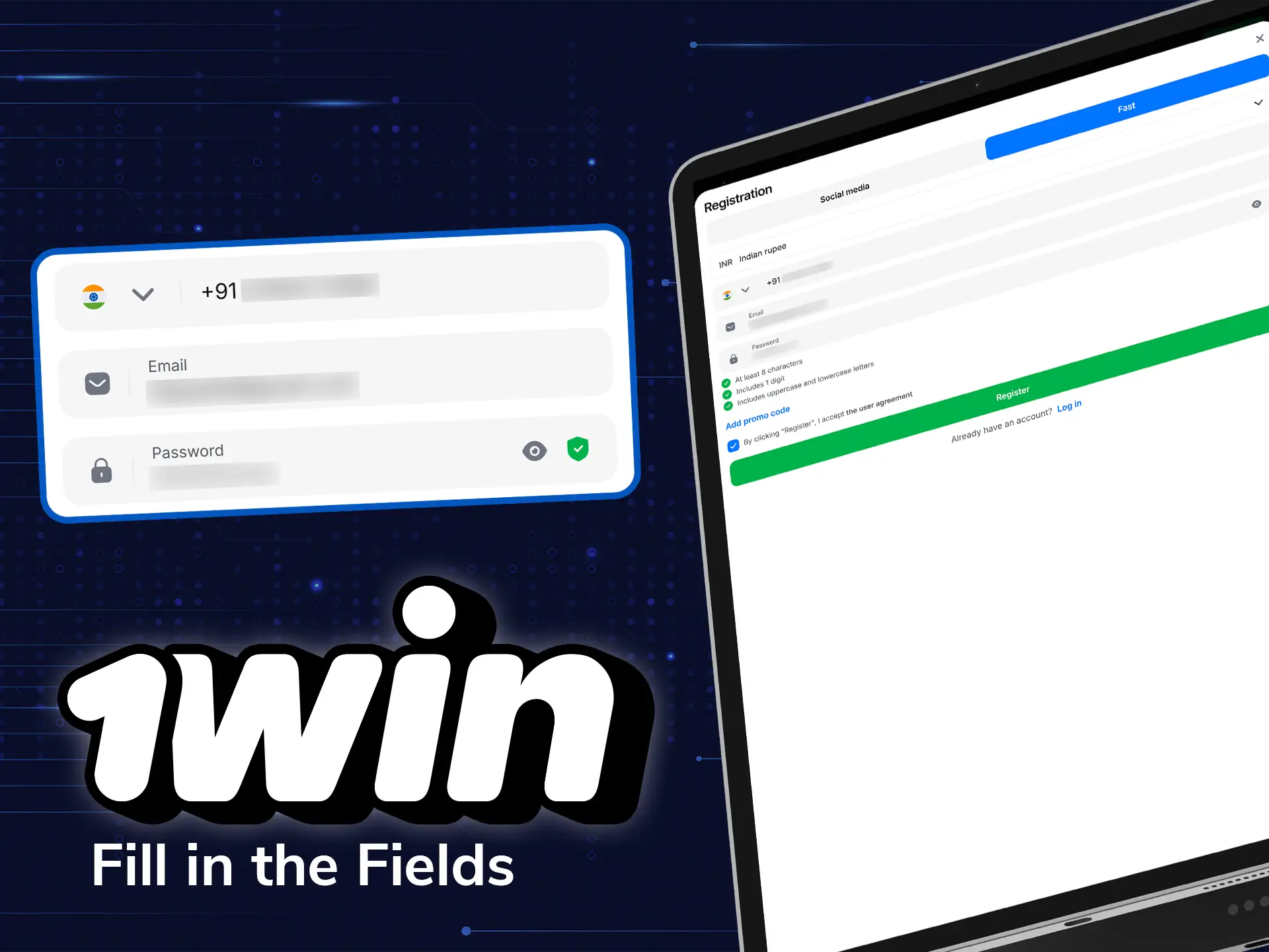 Provide 1win with your personal information.