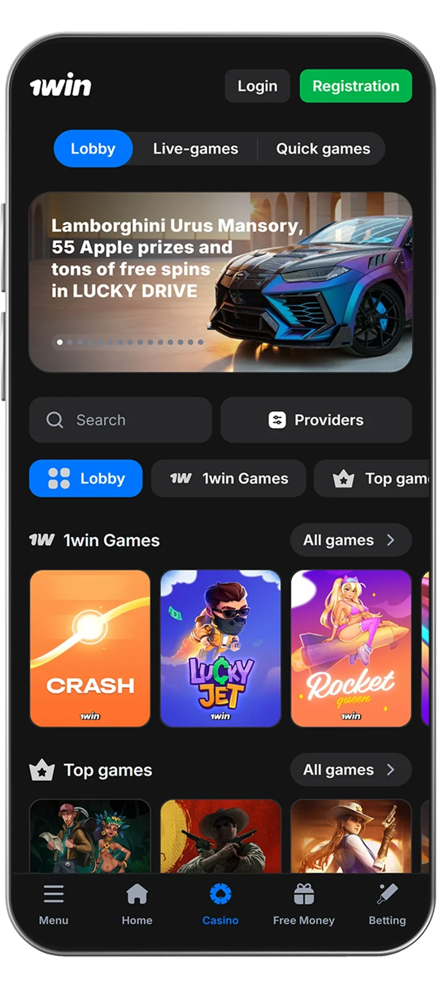 Trying your luck on the 1win web app
