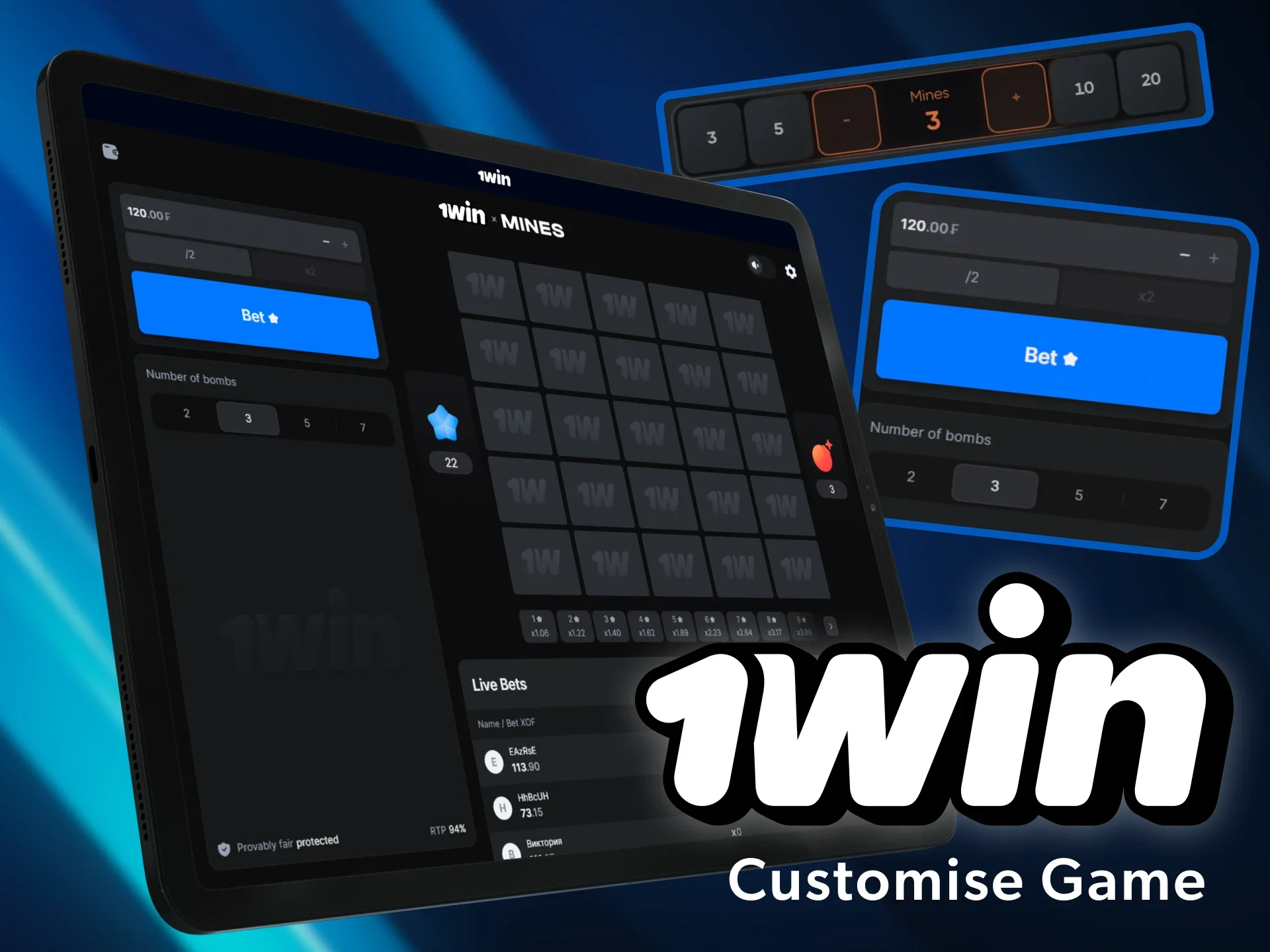 Try your luck in mines games at the 1win online casino.