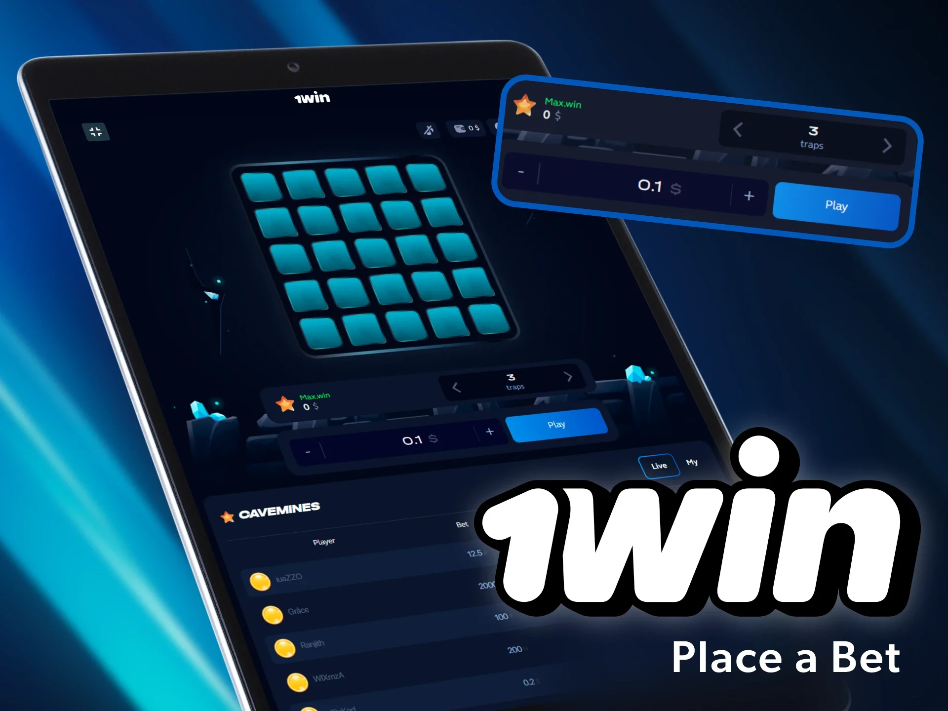 Place your bets in mine games to win at the 1win online casino.